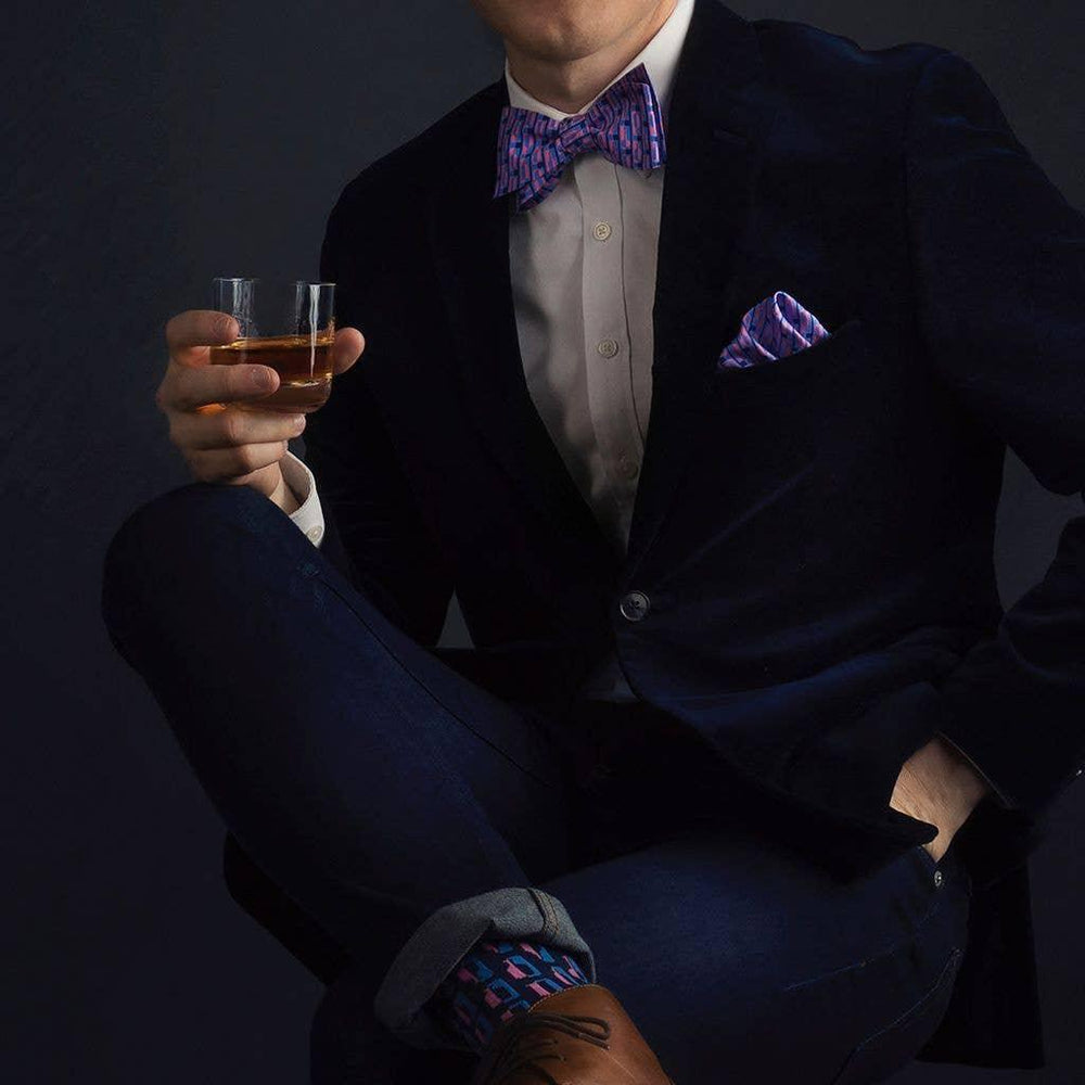 Bourbon Cousins - Bourbon Row Socks - Navy + Pink - Rust & Refined