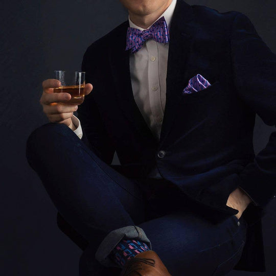 Bourbon Cousins - Bourbon Row Socks - Navy + Pink - Rust & Refined
