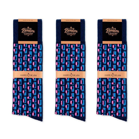 Bourbon Cousins - Bourbon Row Socks - Navy + Pink - Rust & Refined