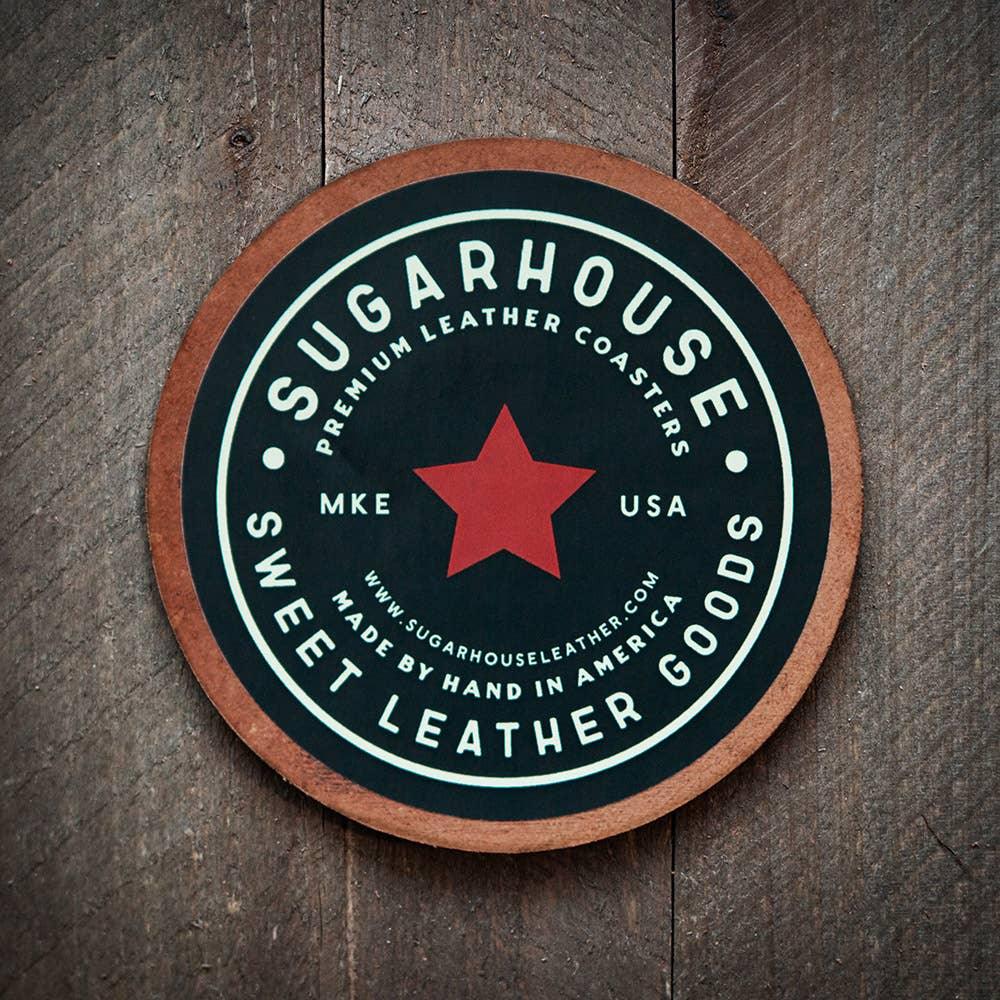 Bourbon Leather Coaster - Rust & Refined