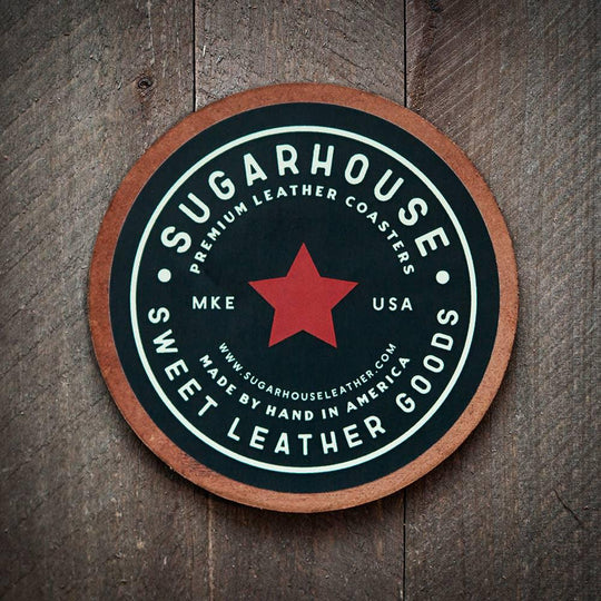 Bourbon Leather Coaster - Rust & Refined