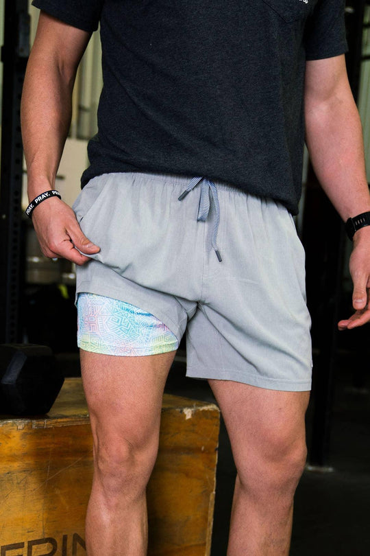 BURLEBO - Athletic Short - Light Grey - Mayan Liner: Light Grey / 5.5" - Rust & Refined