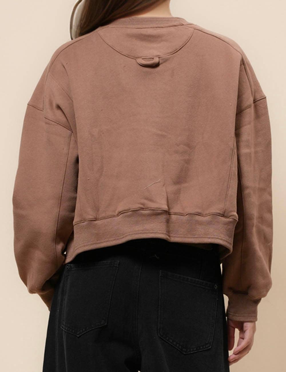 Ladies Solid Color Cropped Pullover