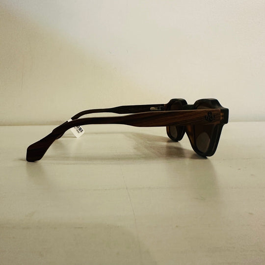 Tortoise frame wooden sunglasses other side