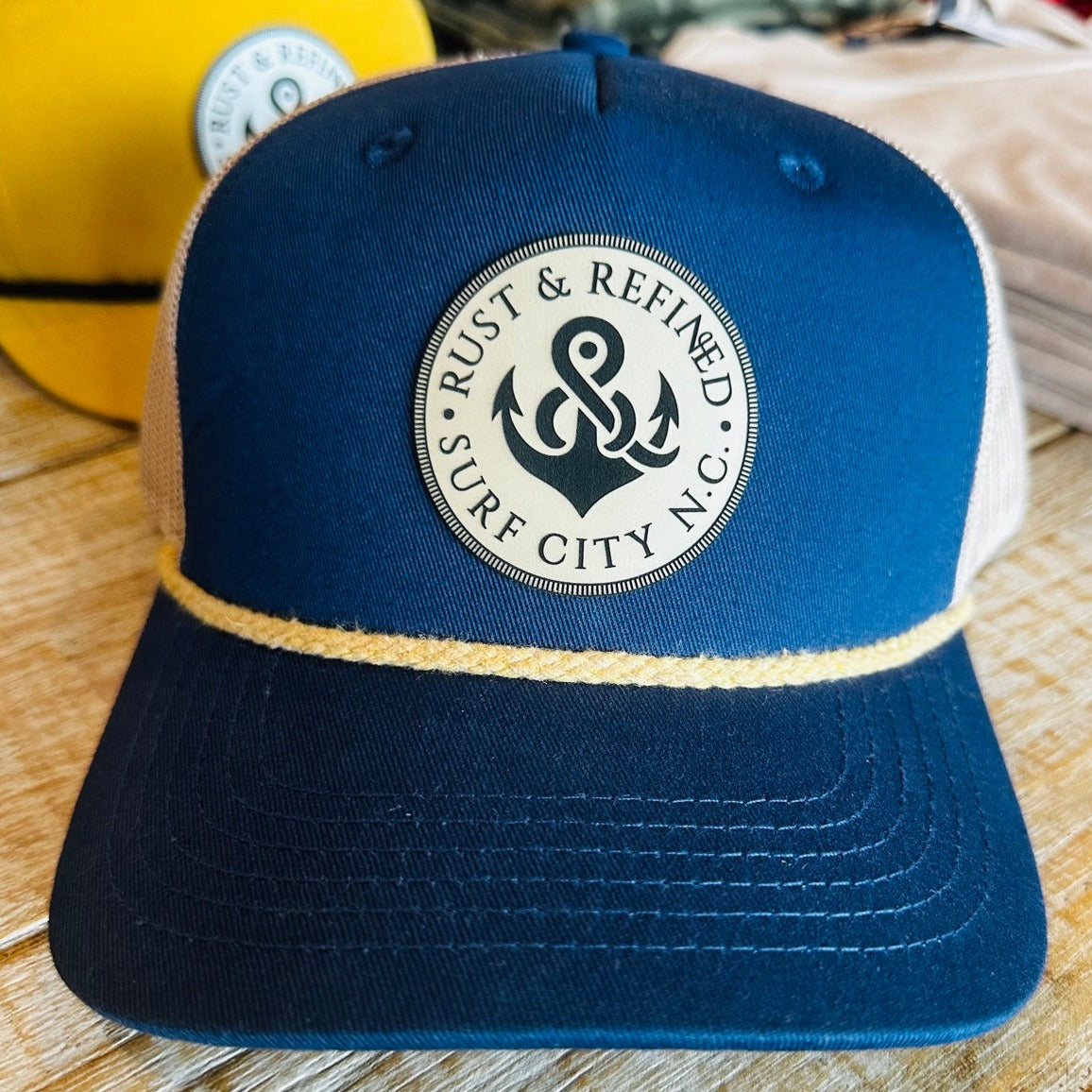 R&R Logo Rope Trucker Hat - Navy/Tan