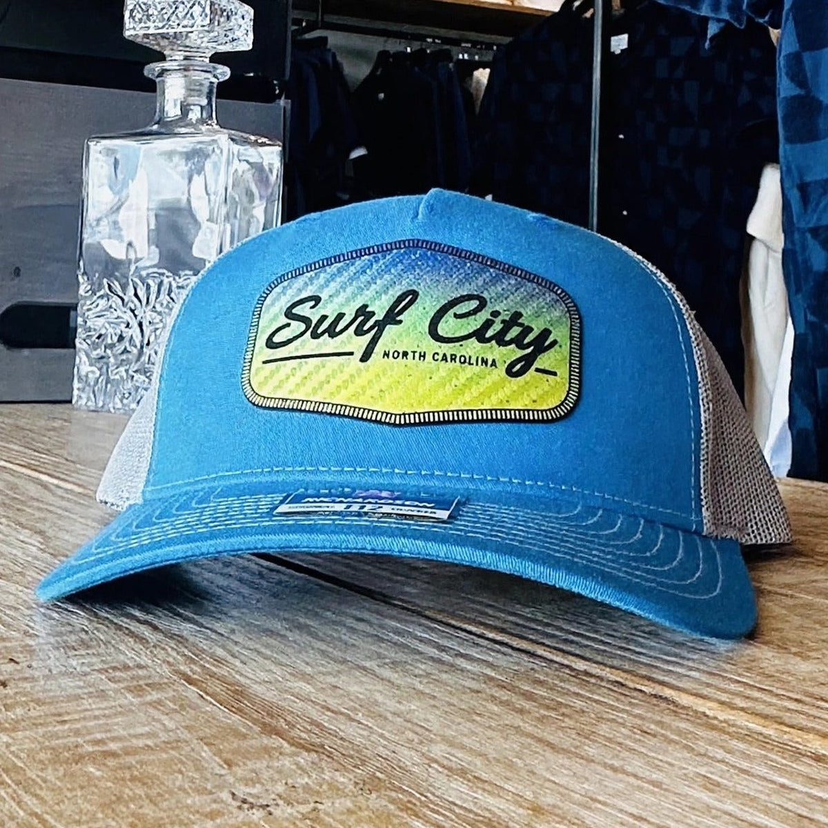 Surf City Script Trucker Hat - Blue/White