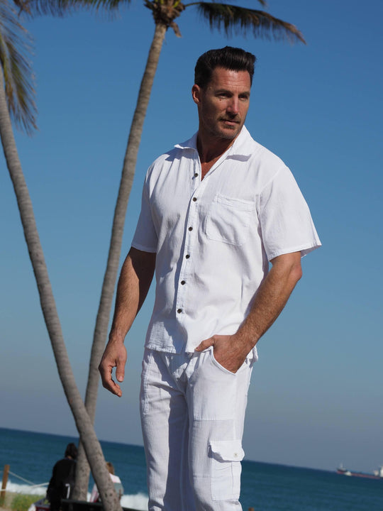 Cotton Natural Men's Islander Shirt - Rust & Refined