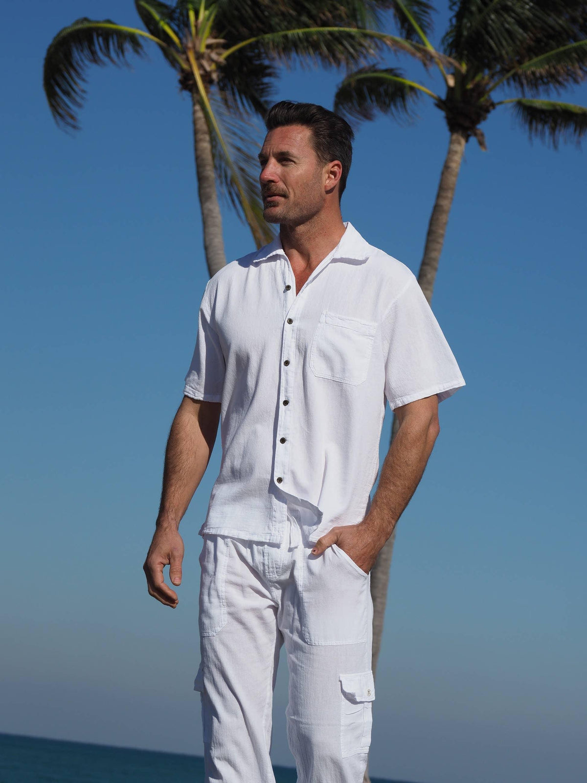 Cotton Natural Men's Islander Shirt - Rust & Refined