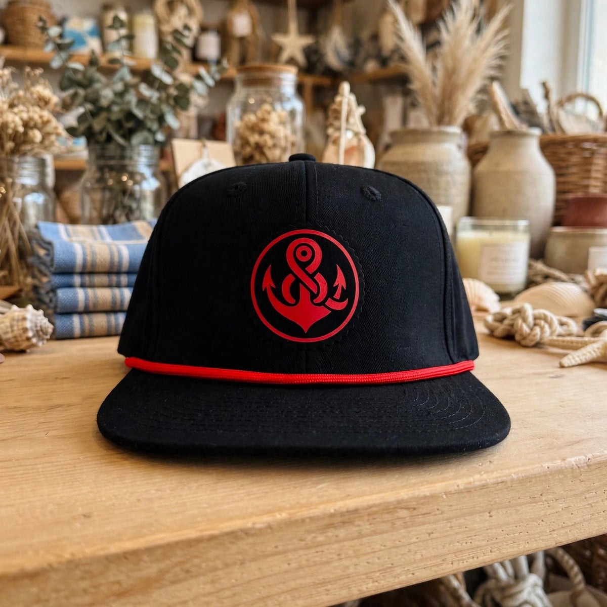 R&R Anchor Rope Hat - Black/Red at Rust & Refined in Surf City, NC