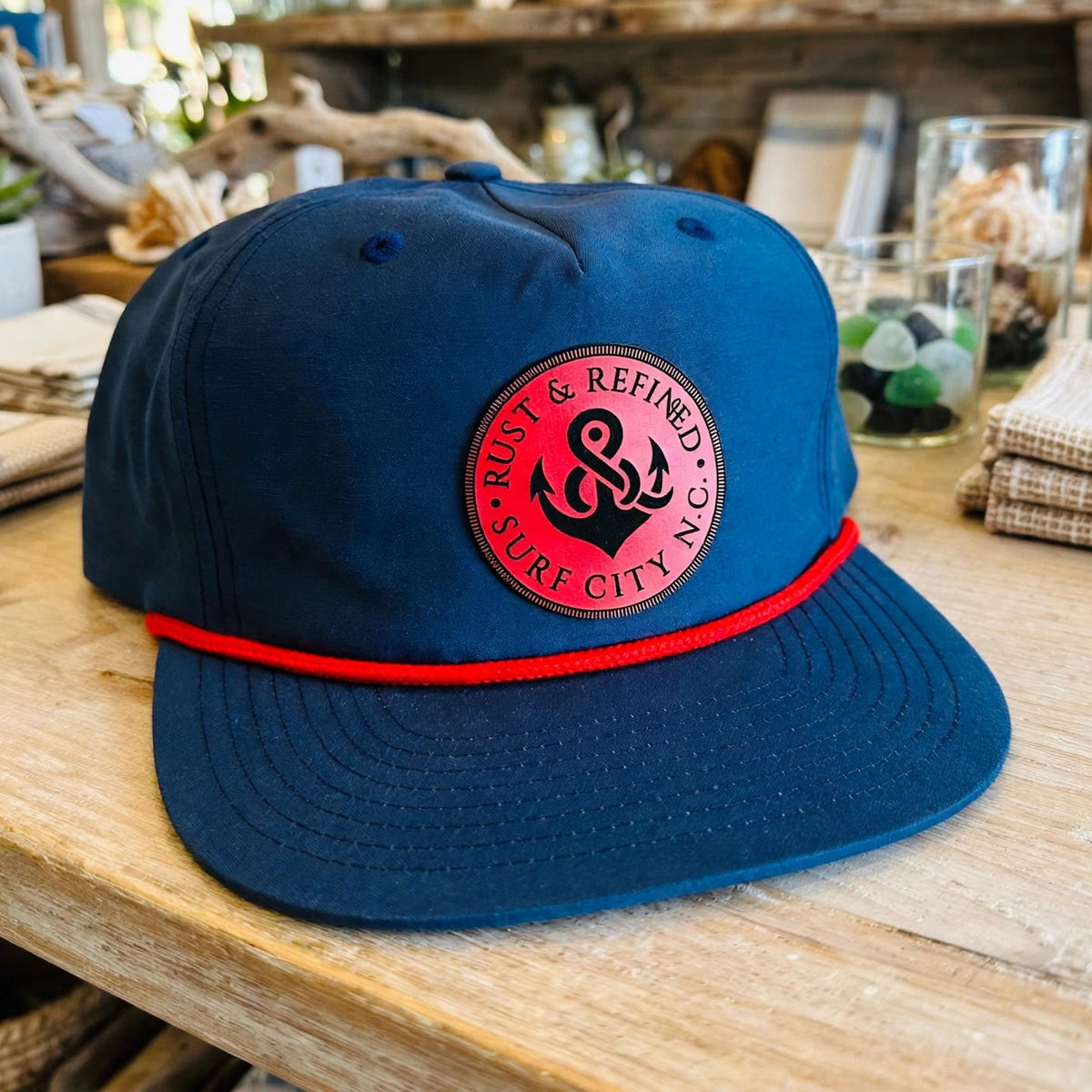R&R Logo Rope Hat - Navy/Red at Rust & Refined in Surf City, NC