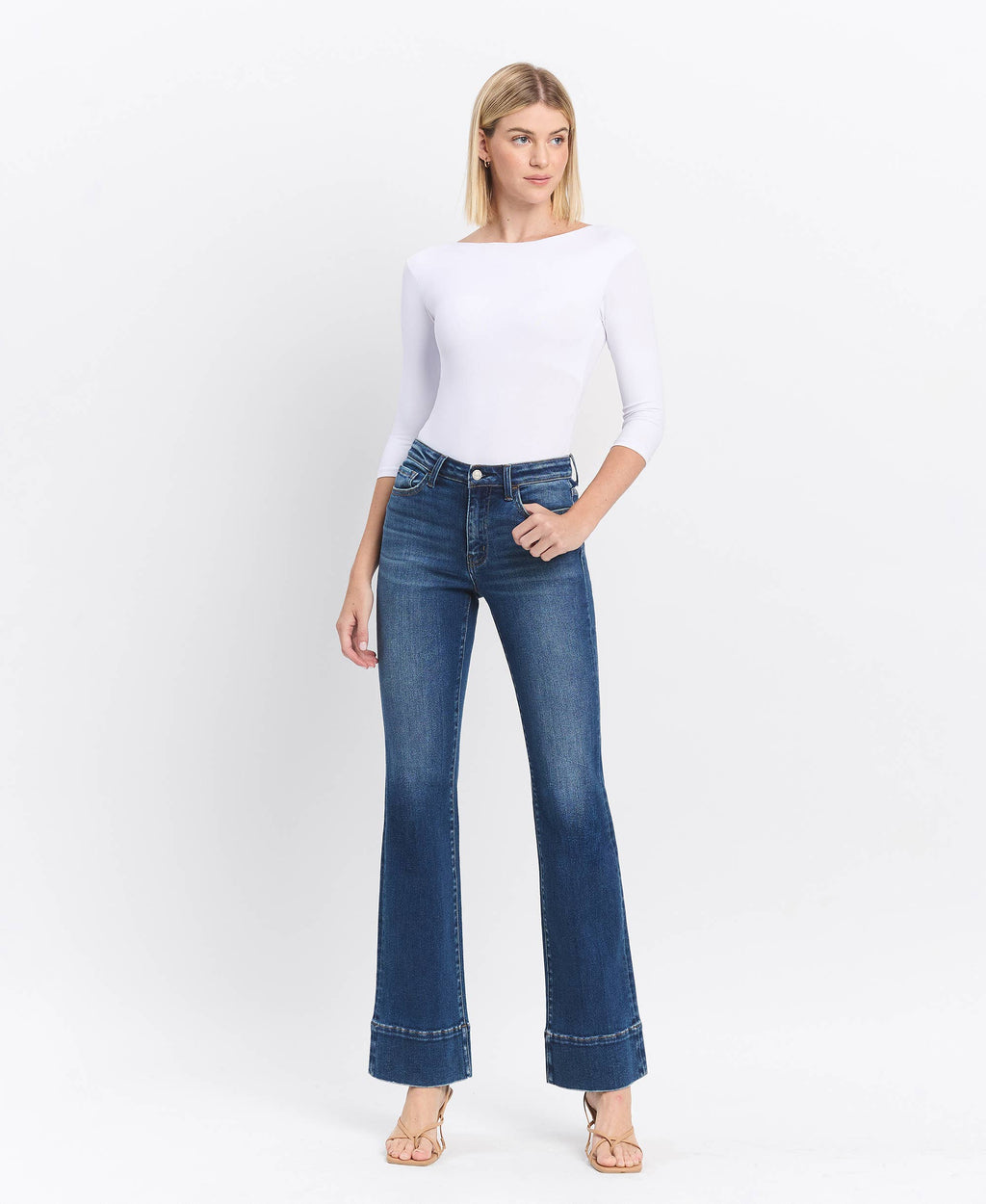 High Rise Trouser Hem Bootcut Jeans