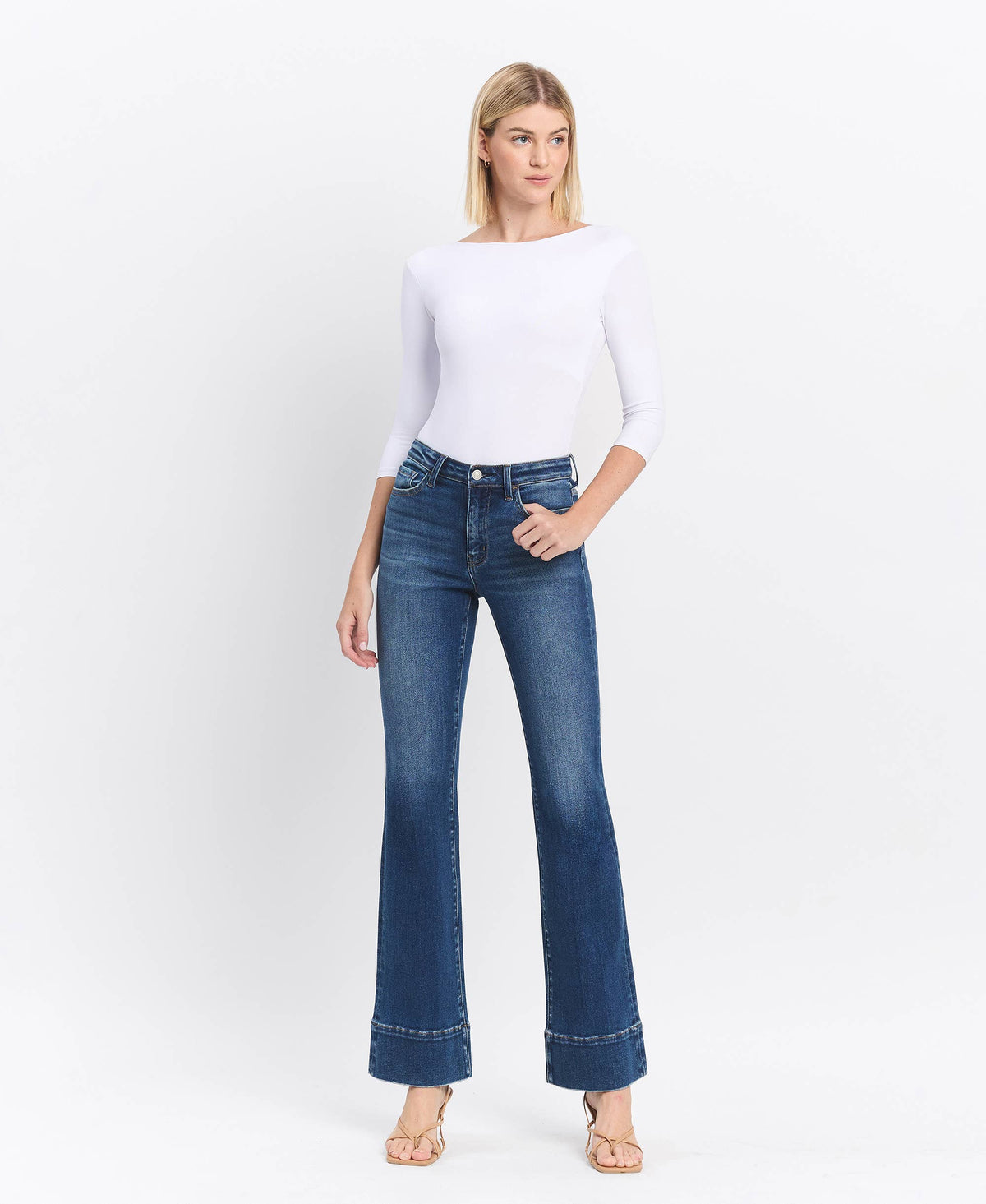 High Rise Trouser Hem Bootcut Jeans