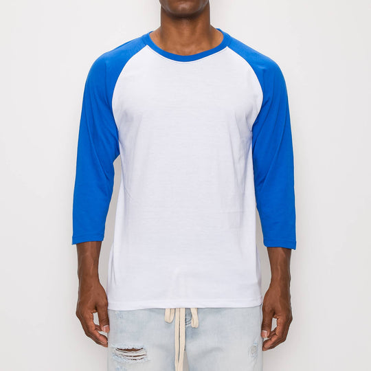 Raglan Sleeve Shirt: White/Royal Blue