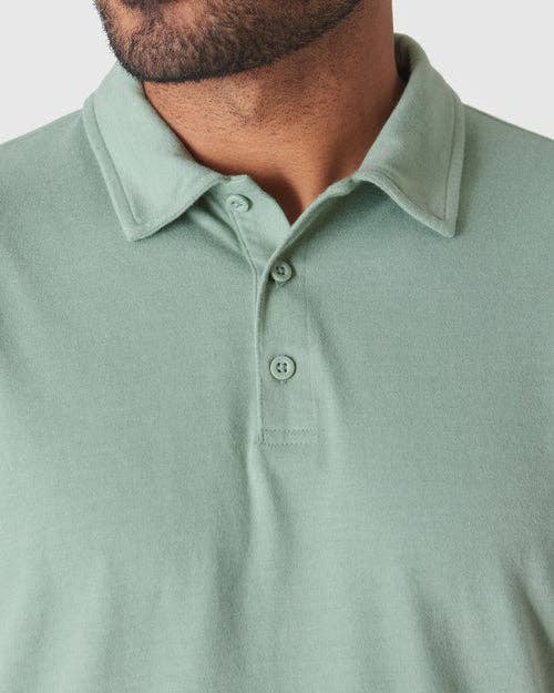 Short Sleeve Shirt | Polo | Heather Slate Green, view 5