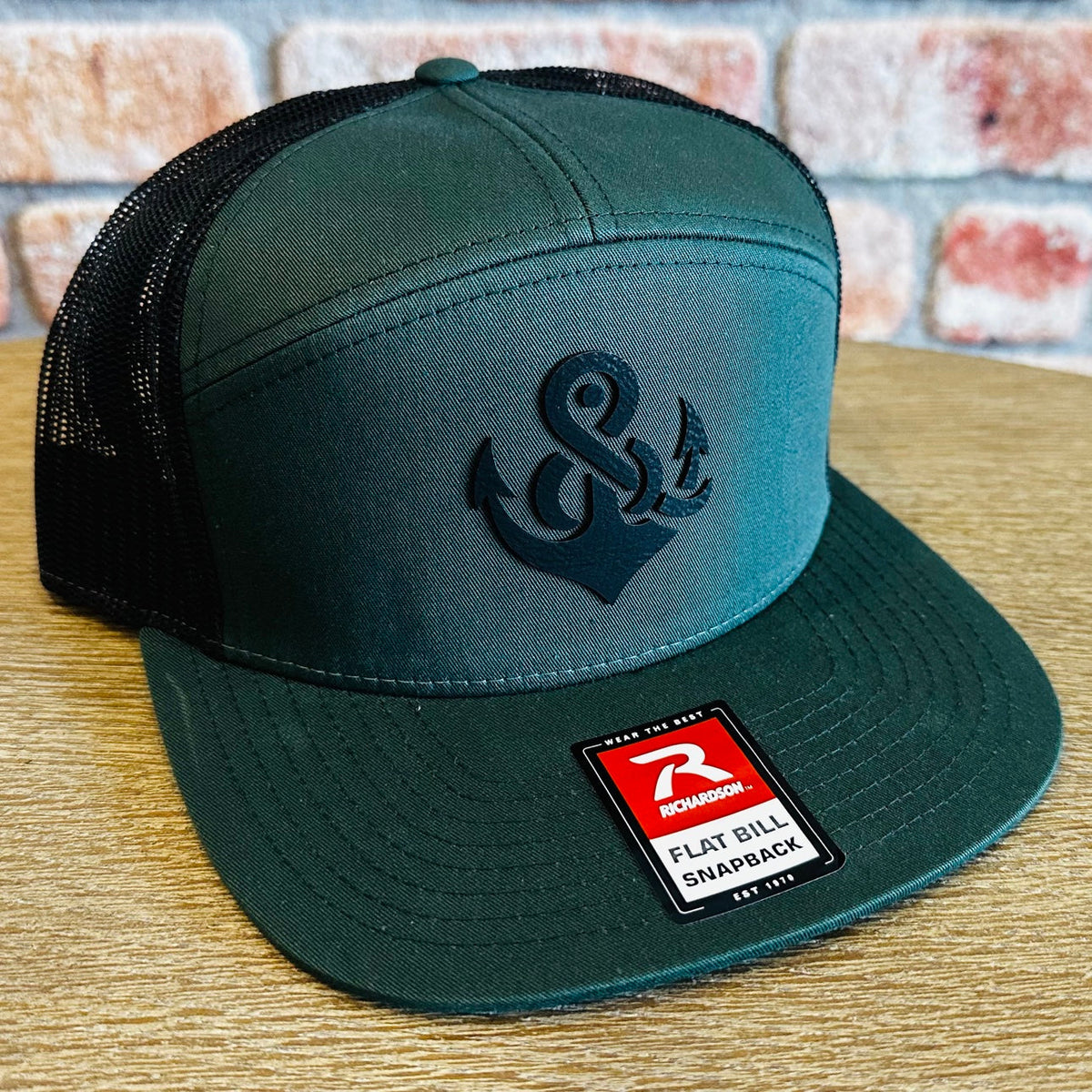 R&R Anchor 7-Panel Hat - Forest Green