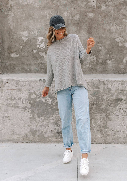 Long Sleeve Pullover Sweater Cement