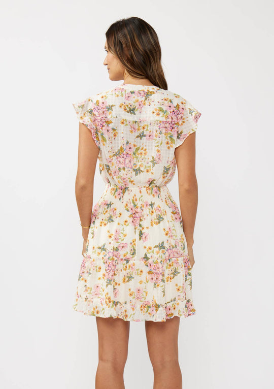 Floral Flutter Sleeve Smocked Mini Dress