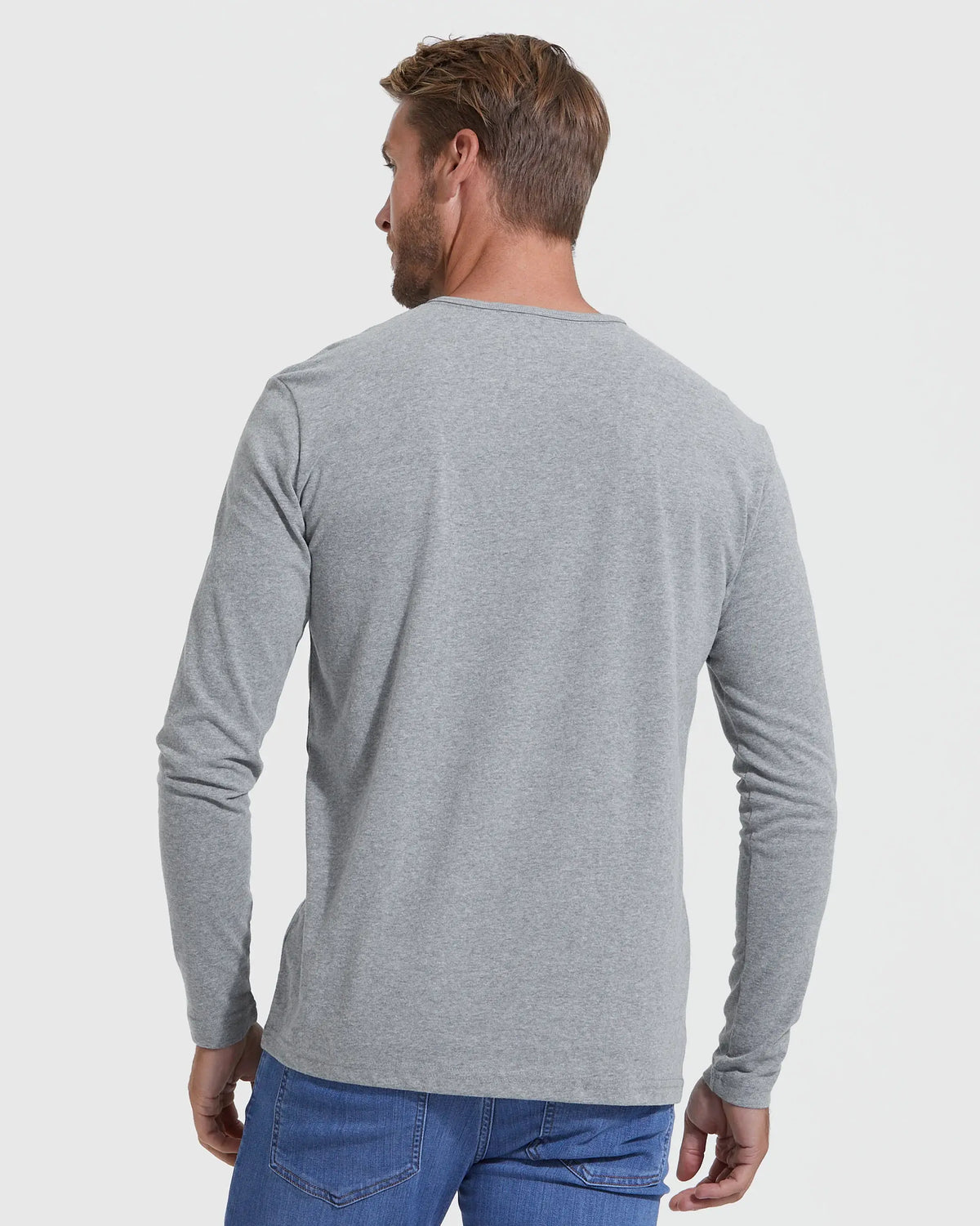 True Classic - Long Sleeve Shirt | Henley | Heather Gray, view 4