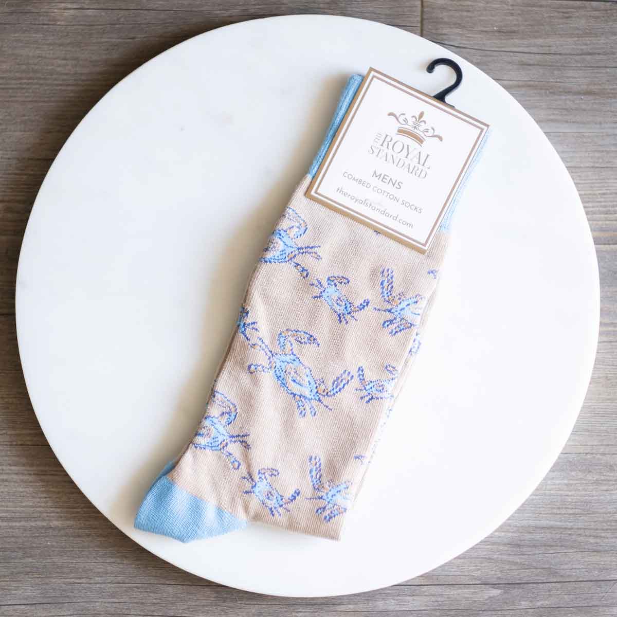 Men's Crab Socks Tan/Blue/ One Size, view 2
