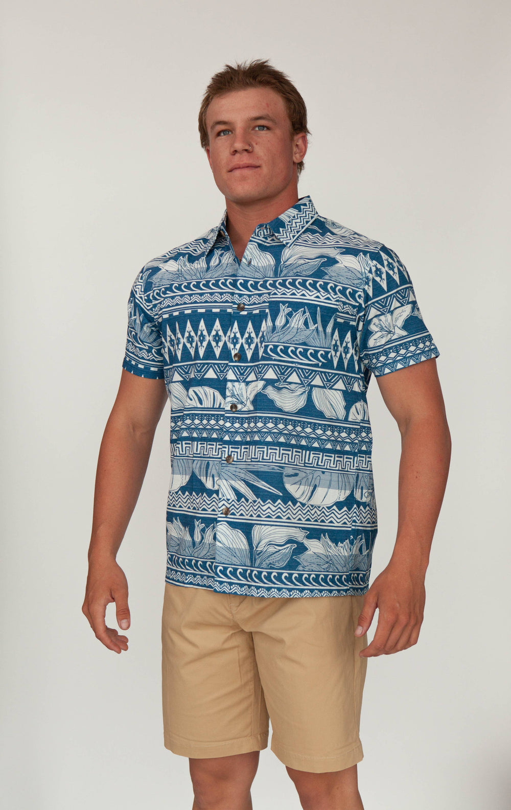 Men's Hawaiian Woven Button Down Shirt - Martini