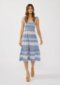 Stripe Smocked Midi Dress with Pockets