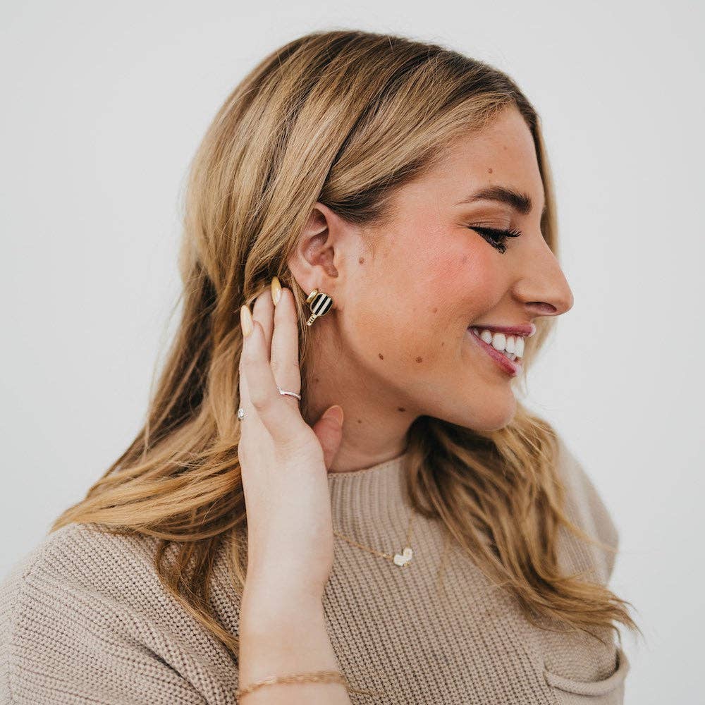 Pretty Simple - Striped Pickleball Stud Earring