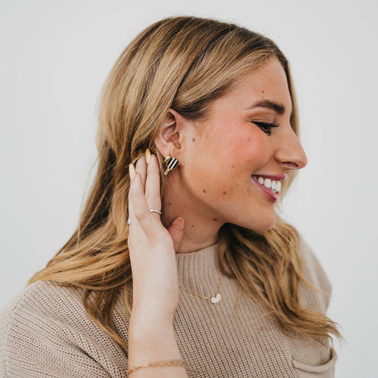 Pretty Simple - Striped Pickleball Stud Earring