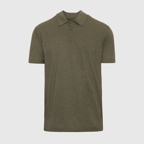 Short Sleeve Shirt | Polo | Heather Military Green, view 2