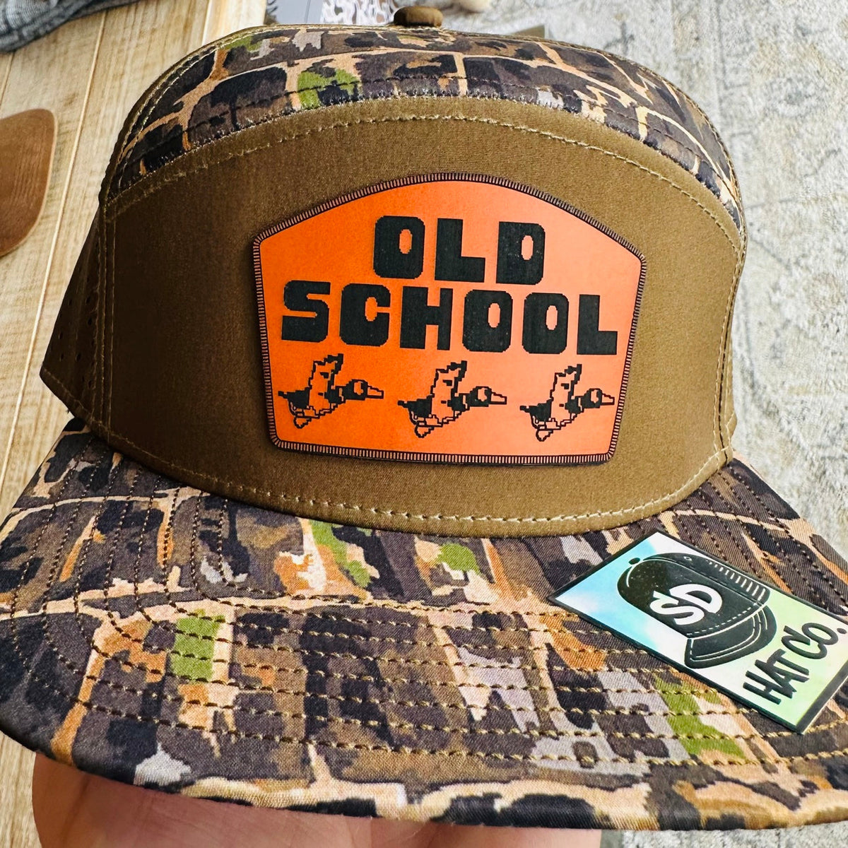 Old School Dark Camo 7-Panel Hat
