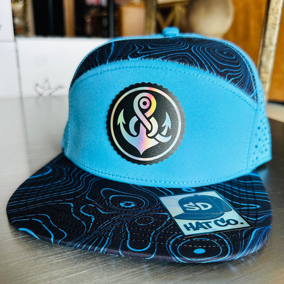 R&amp;R Anchor Topo 7-Panel Hat - Light Blue