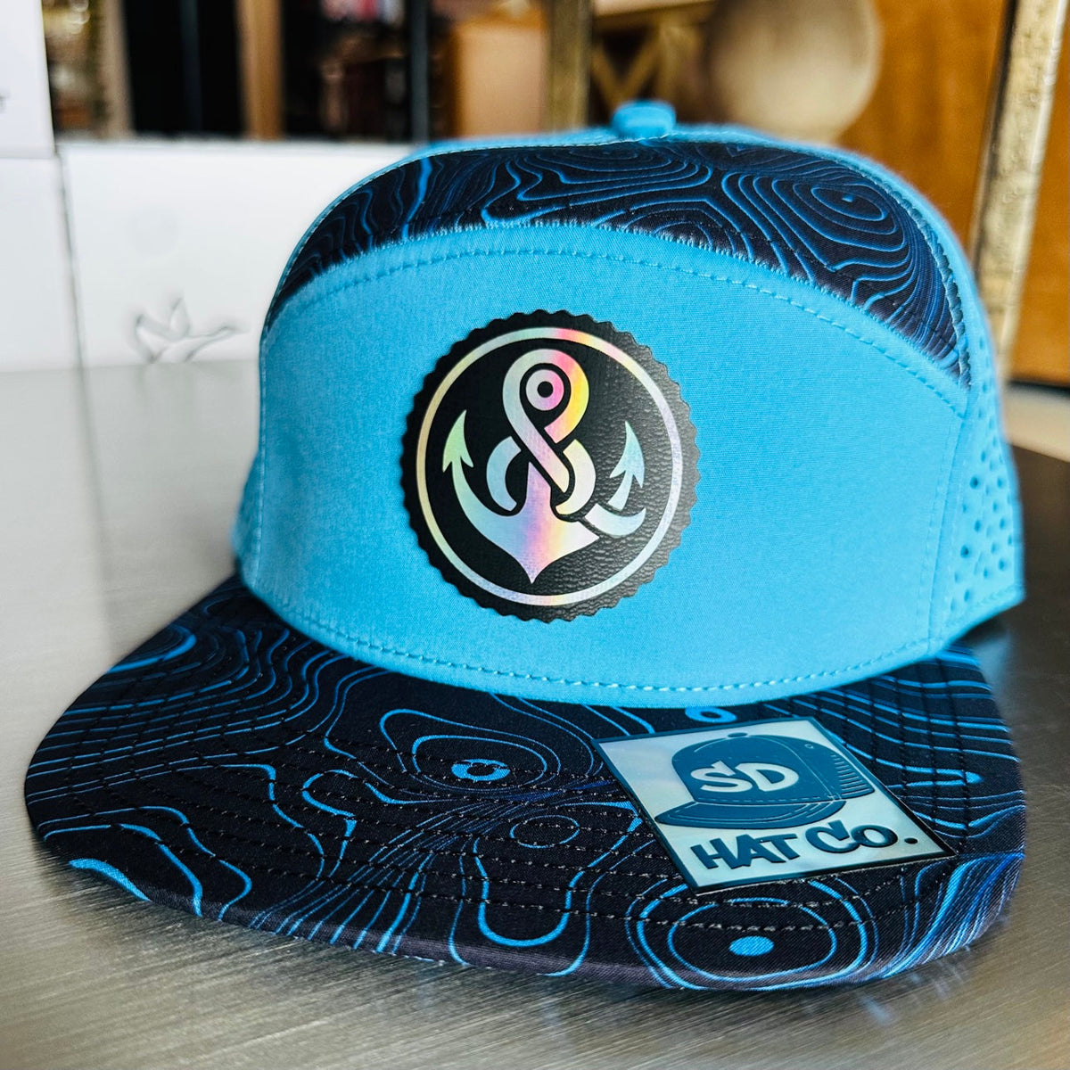 R&R Anchor Topo 7-Panel Hat - Light Blue