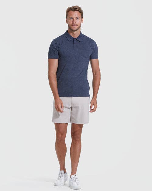 Short Sleeve Shirt | Polo | Heather Navy, view 6