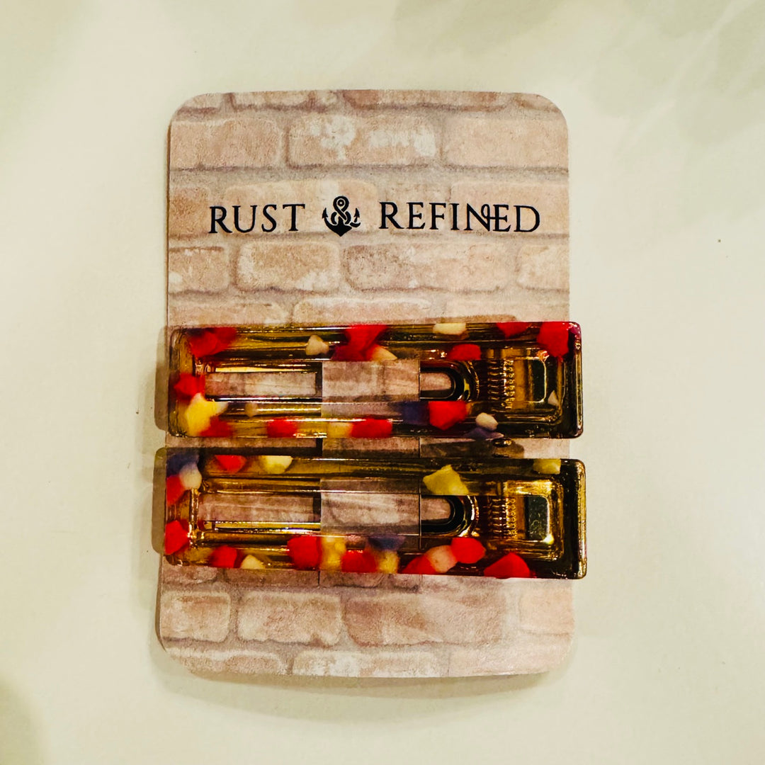 Fiesta Hair Clip Set on Rust and Refined display card