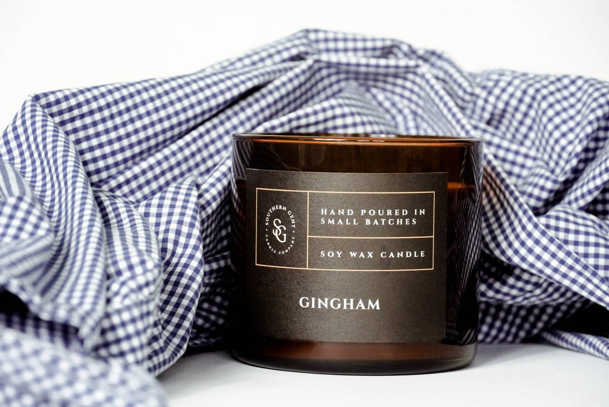 Southern Gent Candles - Gingham Soy/Coconut Wax Candle, view 2