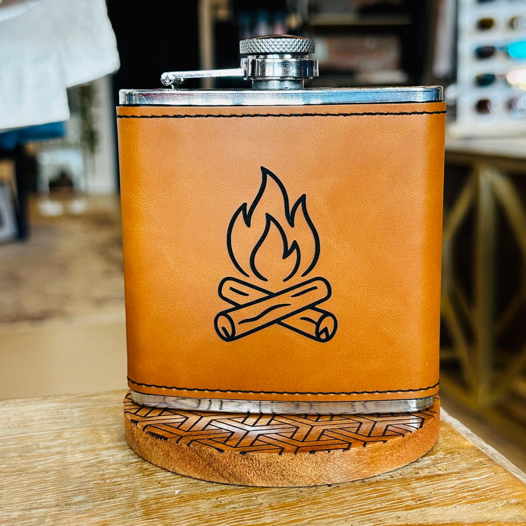 Campfire Leather Flask