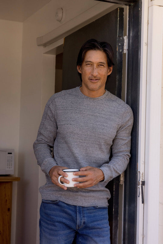 New Spencer Waffle Crew - Gray Marl