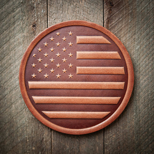 Premium Handcrafted Leather Coaster - American Flag