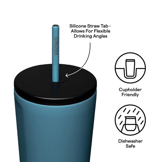 Corkcicle - Cold Cup Insulated Tumbler with Straw - Storm 24oz