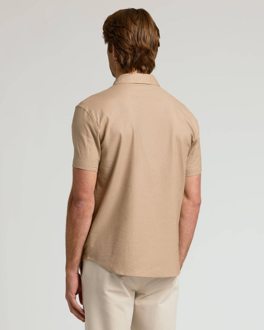 Dusty Taupe Short Sleeve Linen Shirt