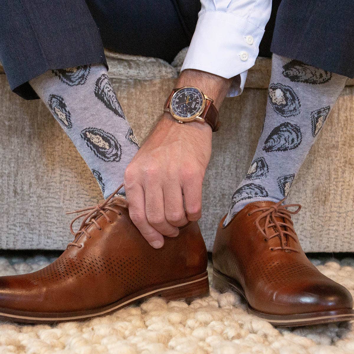 Men's Oyster Socks Gray One Size