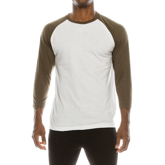 Raglan Sleeve Shirt: White/Olive