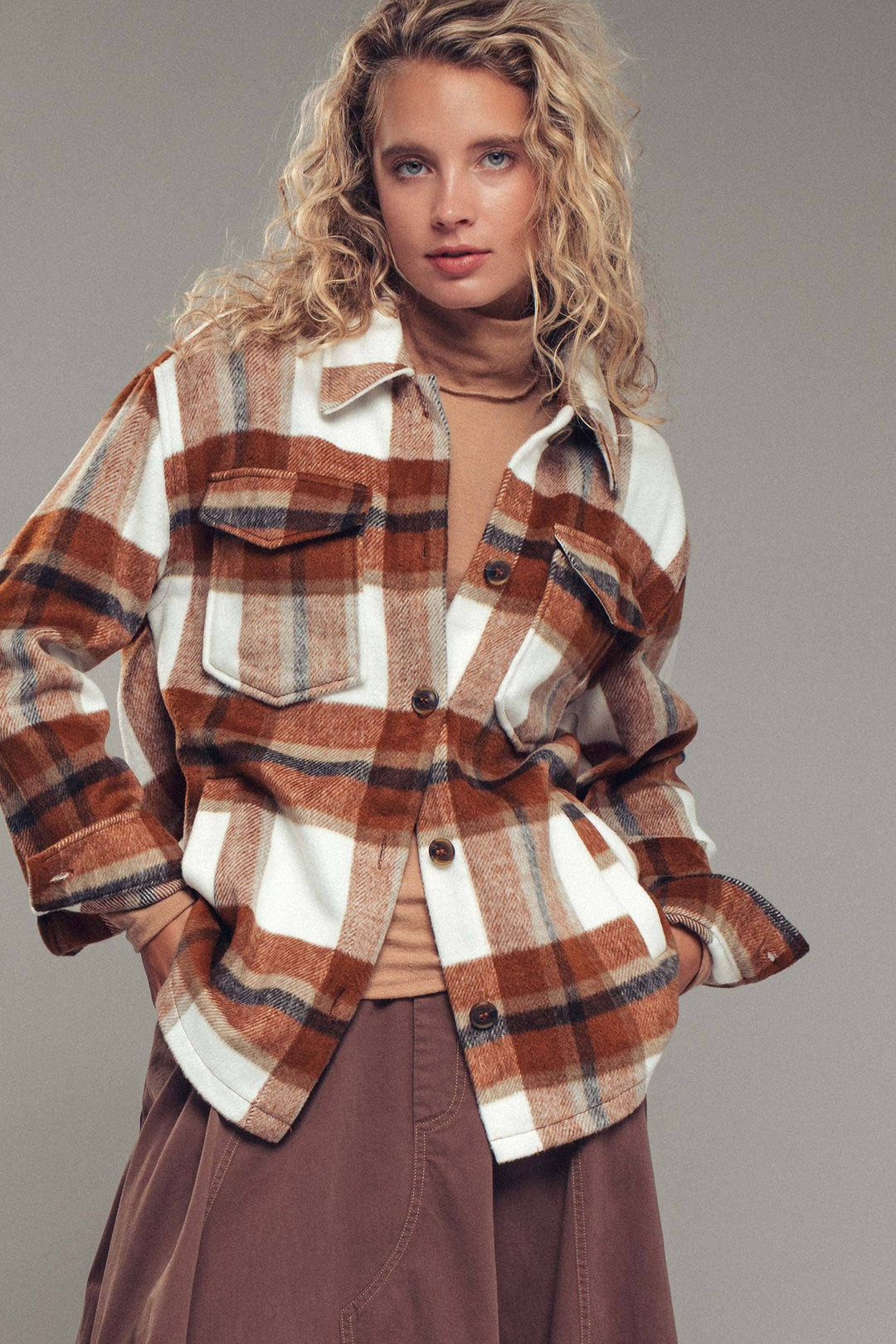 Plaid Button-Down Jacket