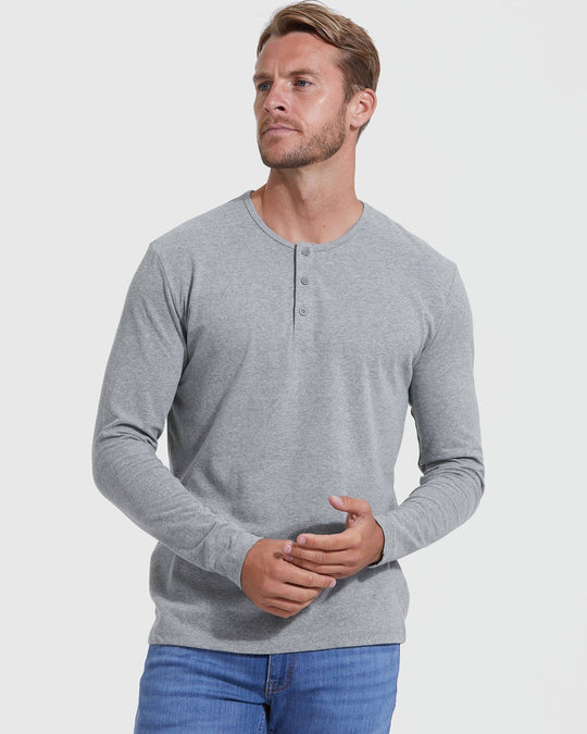 True Classic - Long Sleeve Shirt | Henley | Heather Gray