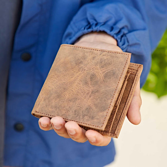 Handmade Buffalo Leather Wallet - Rust & Refined