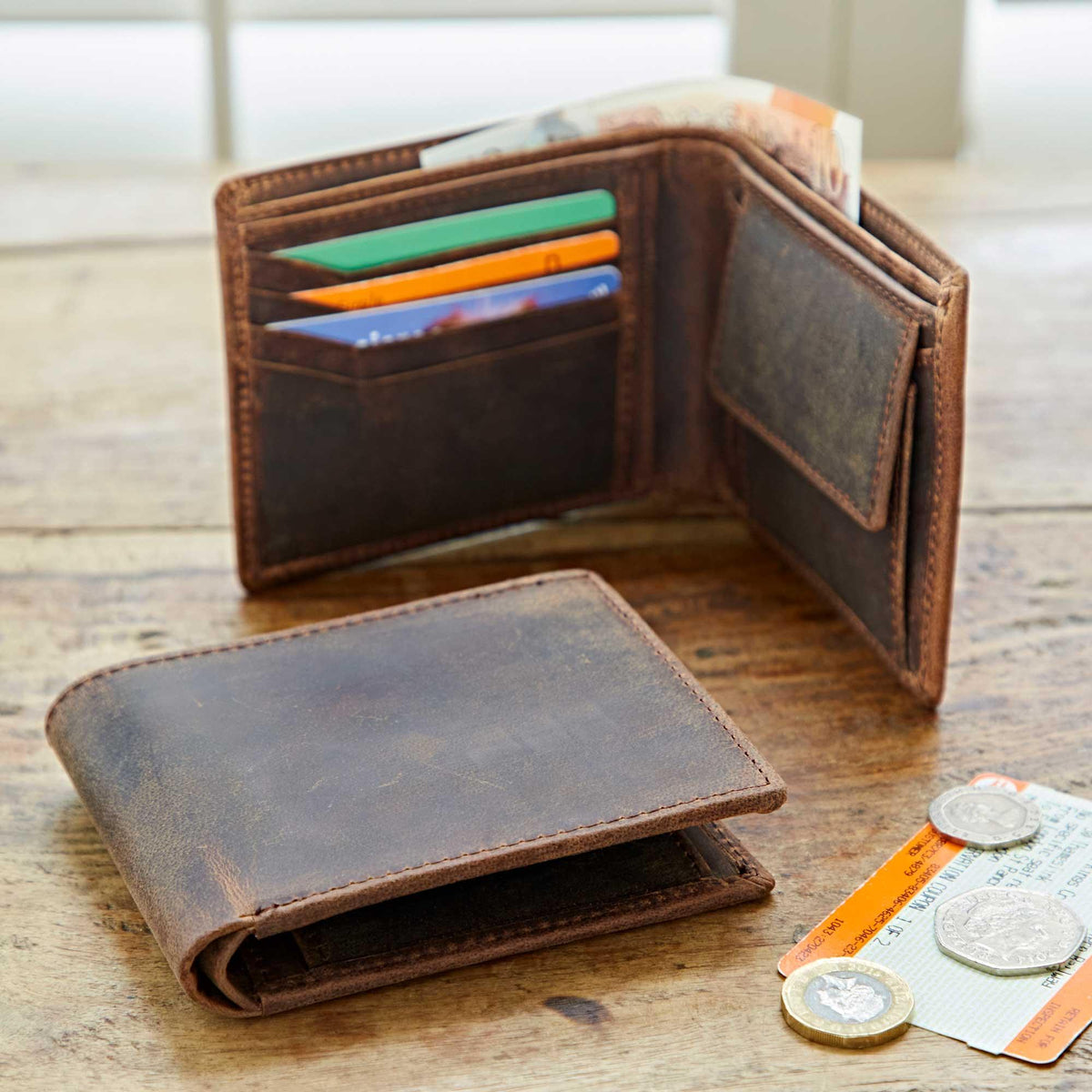 Handmade Buffalo Leather Wallet - Rust & Refined