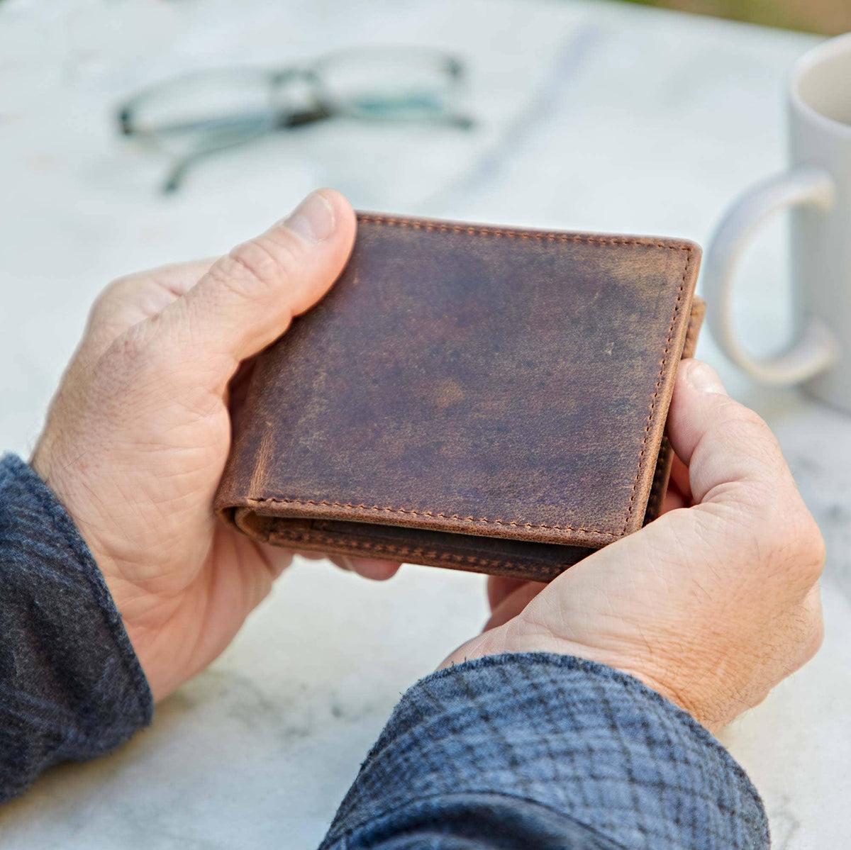 Handmade Buffalo Leather Wallet - Rust & Refined