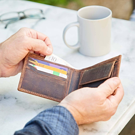 Handmade Buffalo Leather Wallet - Rust & Refined