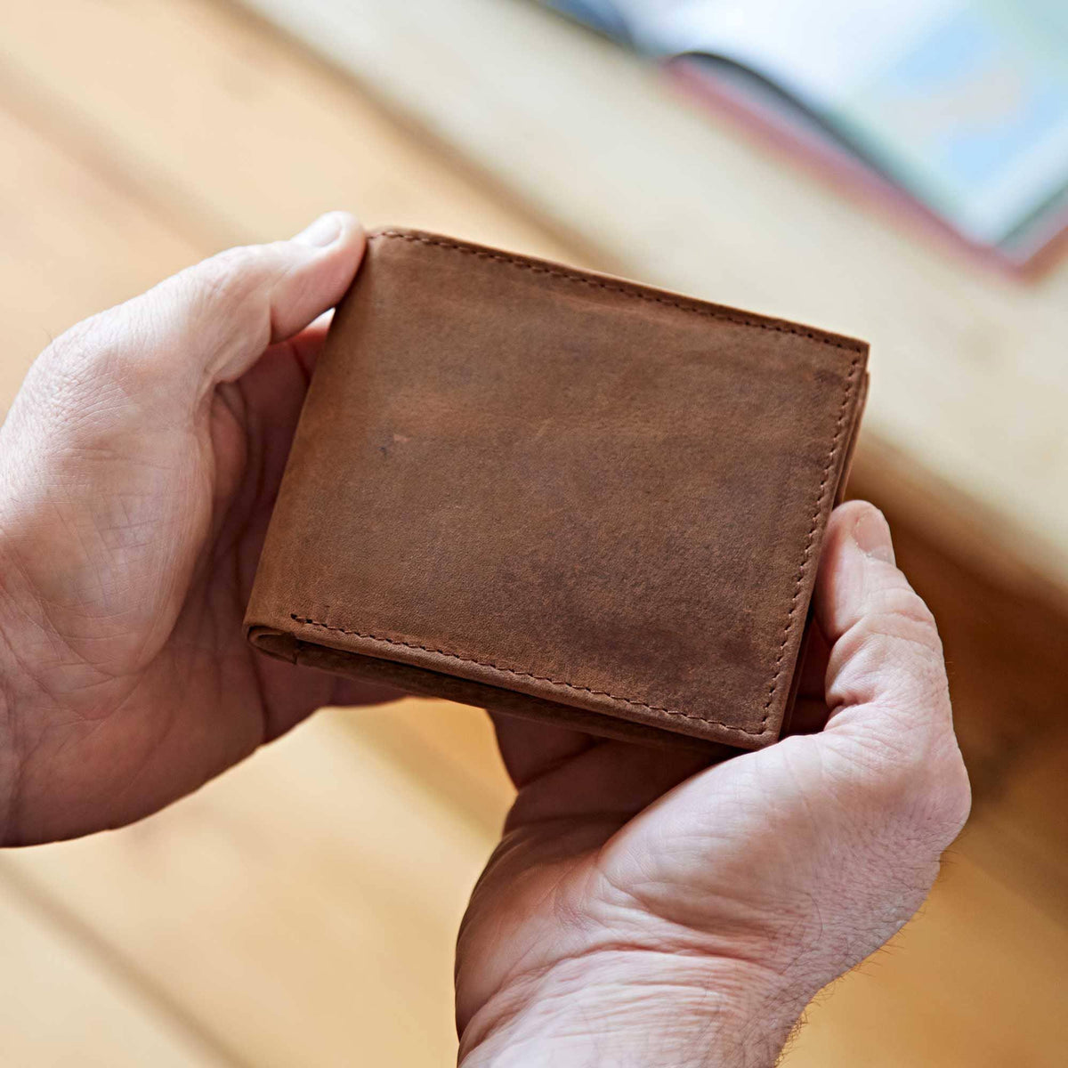 Handmade Buffalo Leather Wallet - Rust & Refined