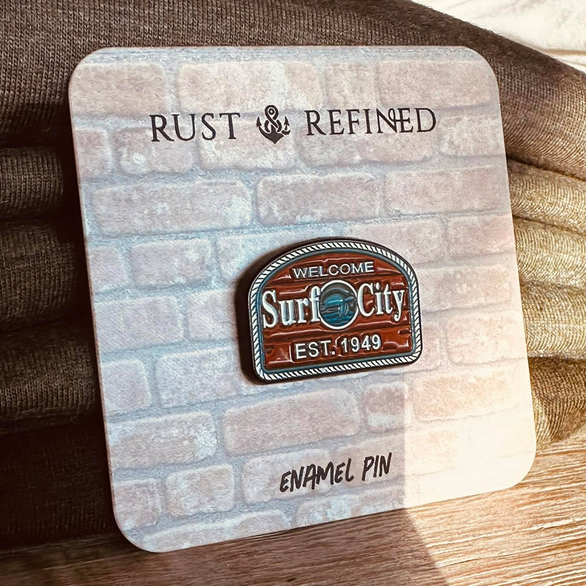 Welcome Surf City Enamel Pin