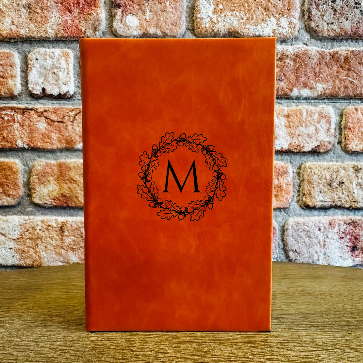 Custom Fall Monogram Leather Journal - monogram letter M